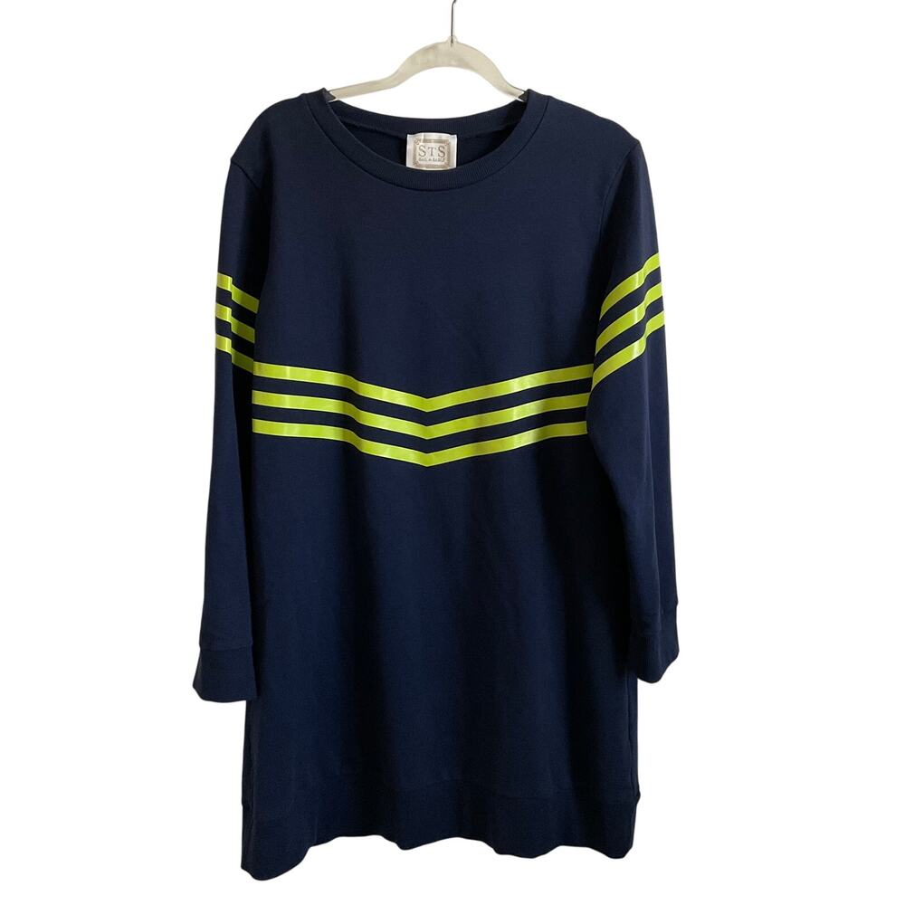 Sail to Sable Blue and Green Chevron Striped Longline Sweatshirt